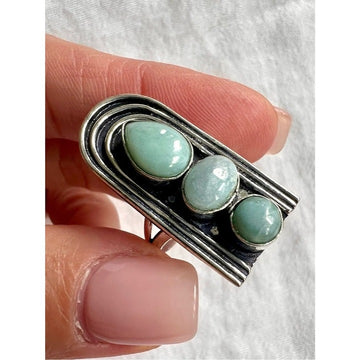 925 Ocean Shrine Larimar Arch Ring 7.25