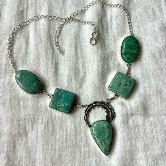 925 Peace Maker Amazonite 5 Stone Necklace Pendant