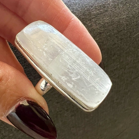 925 SELENITE CRYSTAL Charging Ring 6.75