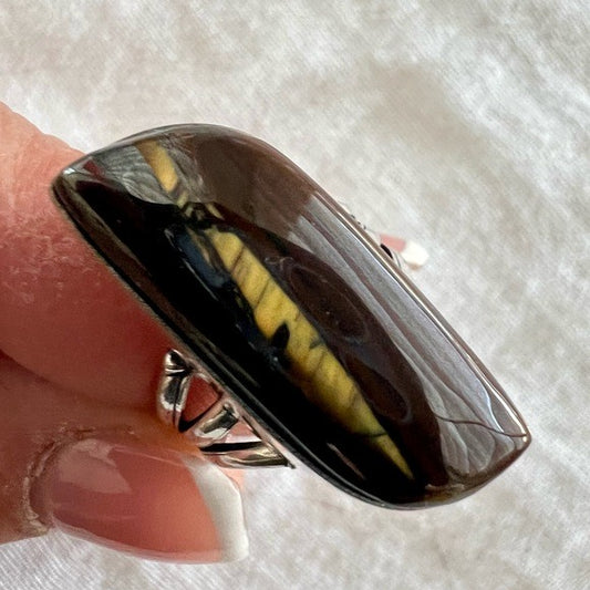 925 Red Tigers Eye Ring 7.5