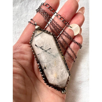 DT Chunky Tourmalated POWER Quartz Pendant Necklace