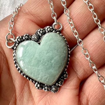 925 Love + Peace Amazonite Heart Necklace Pendant