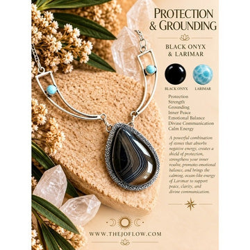 925 OMG Stunning! Banded Black Onyx + Larimar Necklace