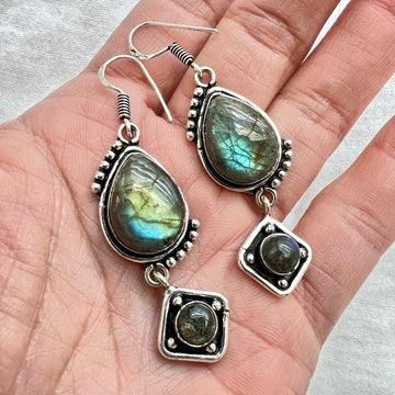 925 Gorgeous Flash Labradorite Earringss