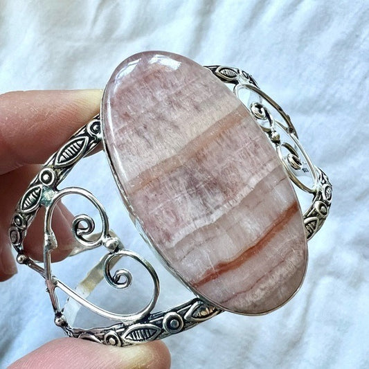 925 Nurturing Peach Calcite Cuff Bracelet