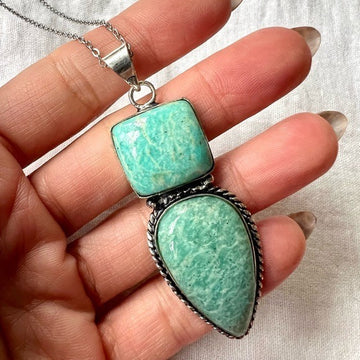 925 Double Amazonite Peace Necklace Pendant