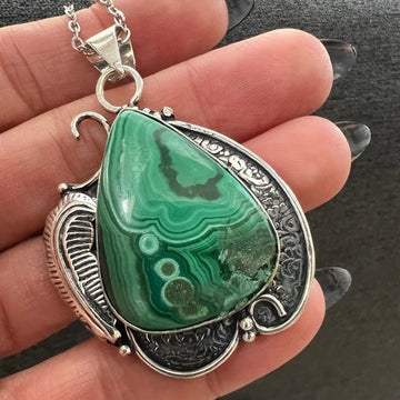 925 Malachite Swirl Heart Activation Pendant Necklace