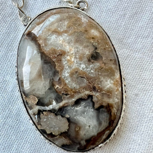 925 Earth Tones Montana Moss Agate Pendant Necklace