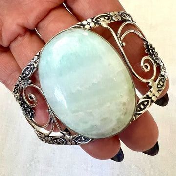 925 Intuitive HUGE Hemimorphite Cuff Bracelet