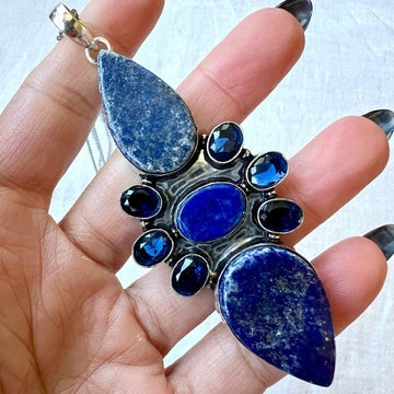 925 Massive! Third EYE Chakra Lapis Lazuli Pendant Necklace