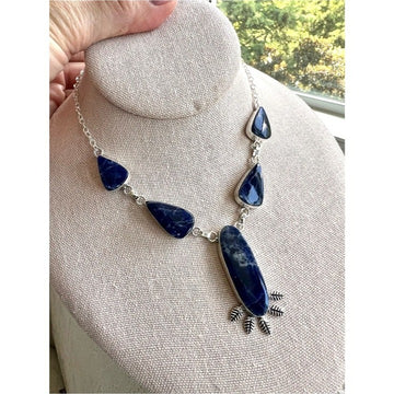 926 Indigo Nomad Spiritual Sodalite 5 Stone Necklace
