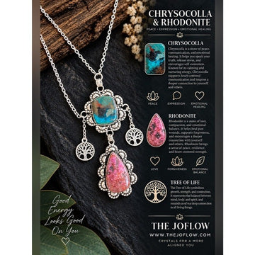 925 OMG AMAZING! Chrysocolla + Rhodonite Tree of Life Necklace
