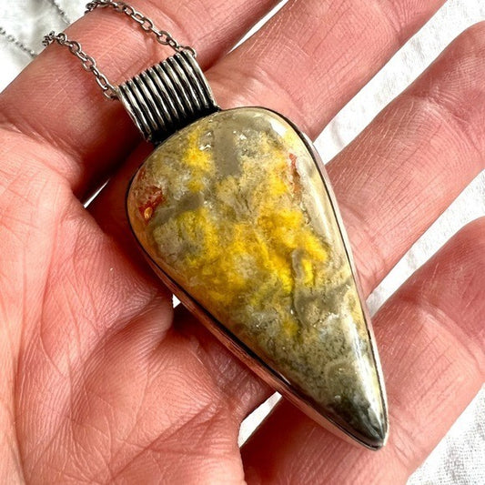 925 Positivity! Bumble Bee Jasper Pendant Necklace