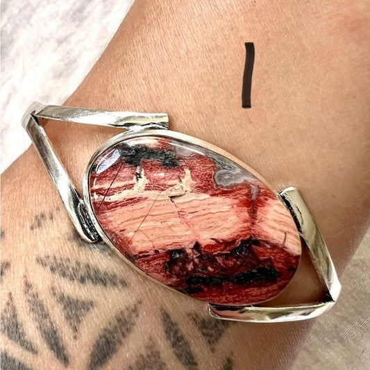 925 Choose from 2! GORGEOUS! Red Jasper Cuff Bracelet