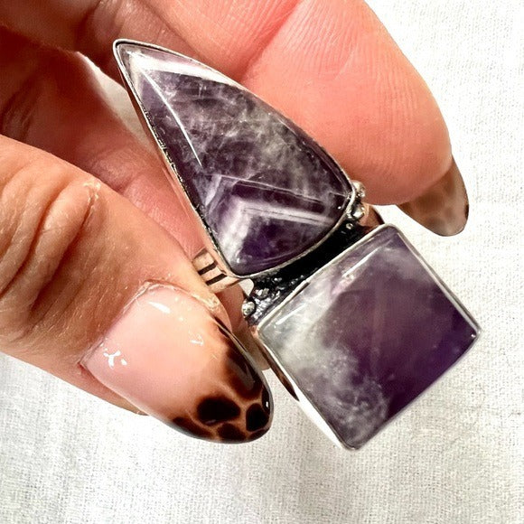 925 Crown Chakra Amethyst Spear Ring 7