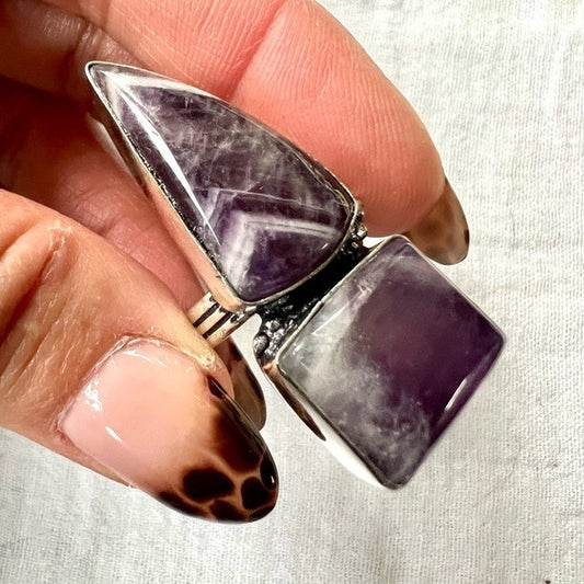 925 Crown Chakra Amethyst Spear Ring 7