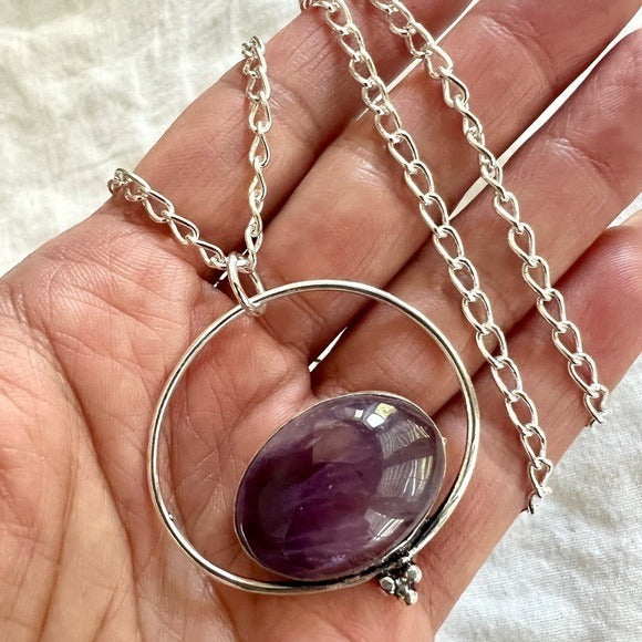 925 Modern Amethyst Bubble Necklace Pendant
