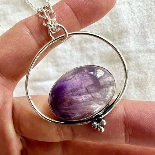 925 Modern Amethyst Bubble Necklace Pendant
