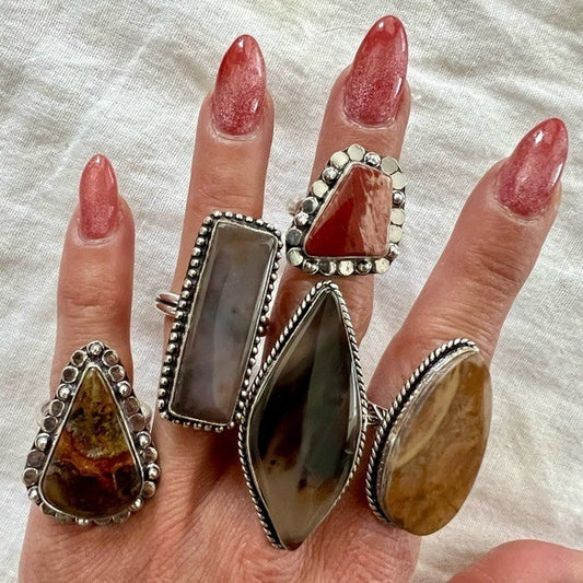 925 YOU CHOOSE! 2 for $20 Agate Crystal Rings All size 10! Make me the offer!