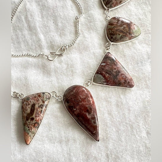 925 Earthy Leopard Jasper Rhyolite! Goddess Necklace