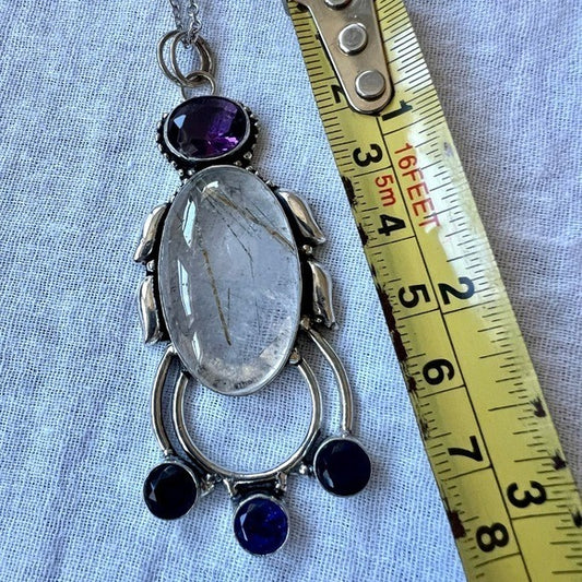 925 Illuminator Gold Rutilated Rutile Quartz Pendant Necklace