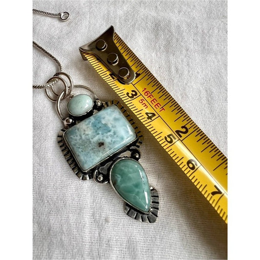 925 Cloud Like Caribbean Larimar Pendant Necklace