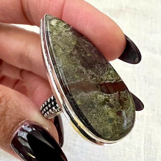 925 Kundalini Dragons Blood Bloodstone Ring 8