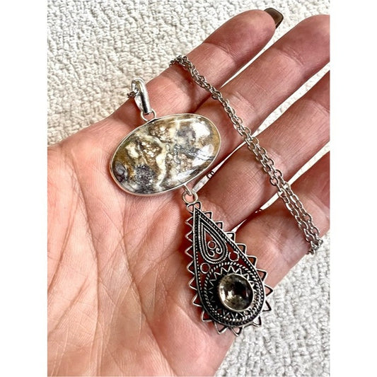 925 CLARITY Ocean Jasper Chandelier Pendant Necklace