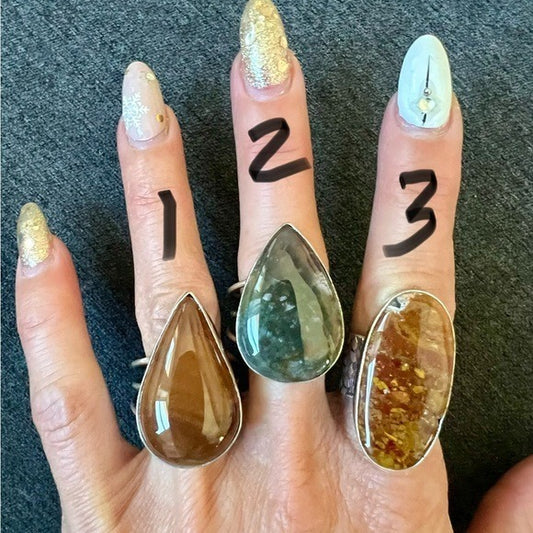 925 You Choose! Agate or Jasper Ring - All size 9