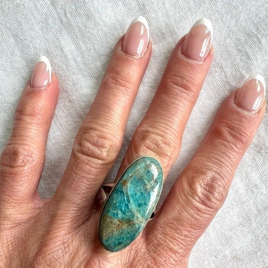 925 Manifestation! Blue Apatite Ring 9.75