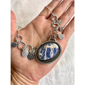 925 Gypsy Boho Spiritual Sodalite Necklace