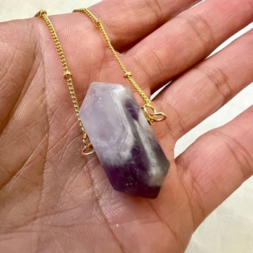 18k gold plated DT Amethyst Bullet Pendant Necklace