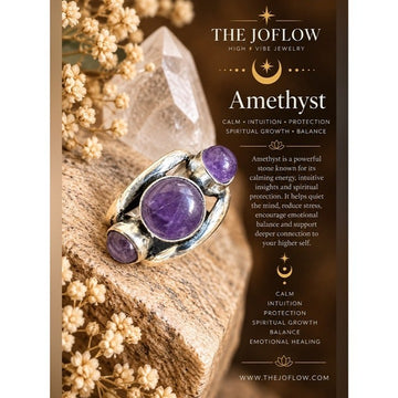 925 Calming Intution AMETHYST Adjustable Ring