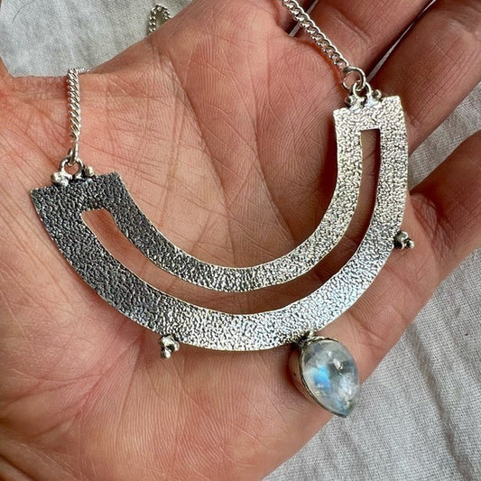 925 Enlighten Rainbow Flash Moonstone Necklace Pendant