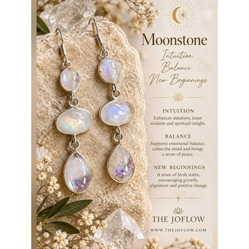 925 C New Beginnings Rainbow Flash Moonstone Earrings