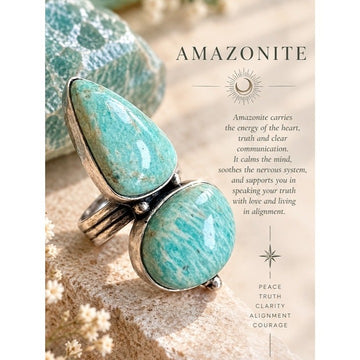 925 Sea Mist AMAZONITE Double Stone Ring 6.5