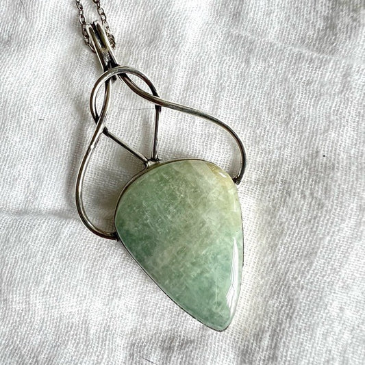 925 Elegant Braided Aquamarine Necklace Pendant