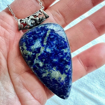 925 HUGE! Lapis Lazuli Pendant Necklace