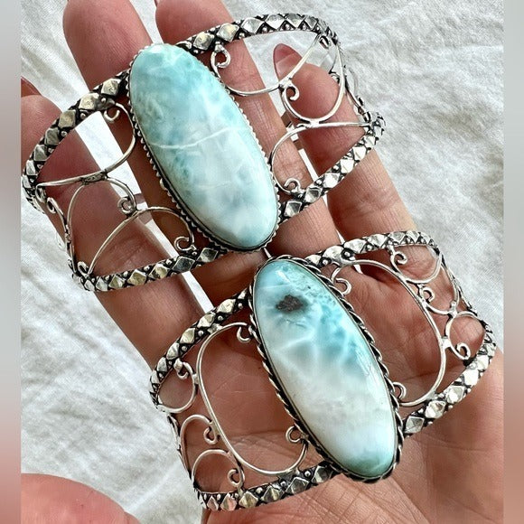 925 Beauty! Caribbean Larimar Cuff Bracelet