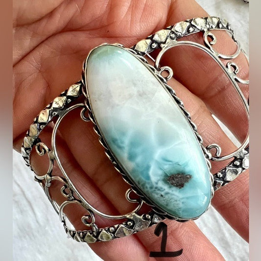 925 Beauty! Caribbean Larimar Cuff Bracelet