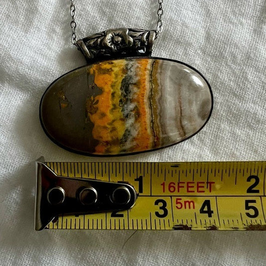 925 Souls Growth! Bumble Bee Jasper Pendant Necklace