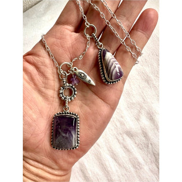 925 Dream Amethyst Double Charm Pendant Necklace