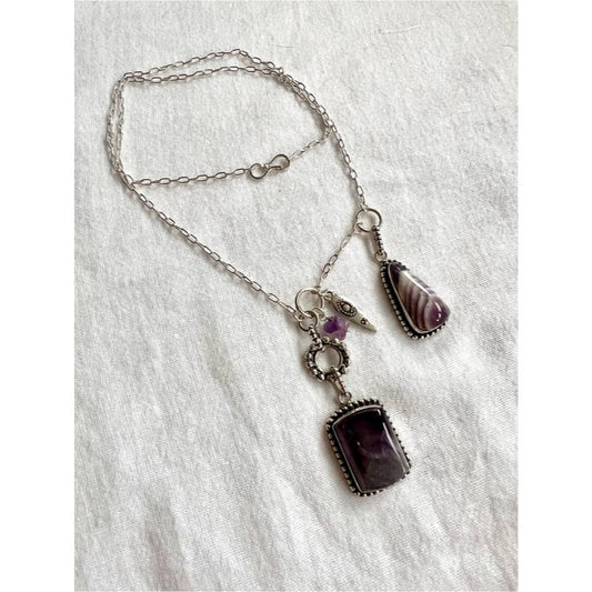 925 Dream Amethyst Double Charm Pendant Necklace