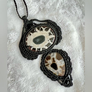 AMAZING! Double Septarian HEMP Necklace