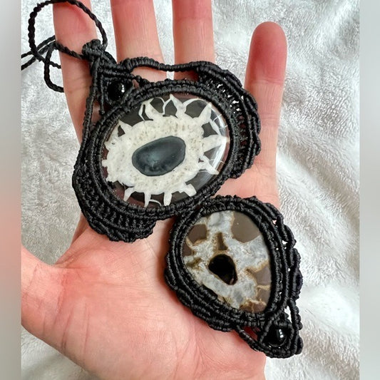 AMAZING! Double Septarian HEMP Necklace