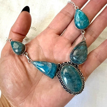 925 Deep Meditation Blue Apatite Necklace Pendant
