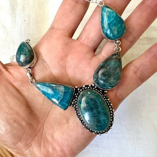 925 Deep Meditation Blue Apatite Necklace Pendant