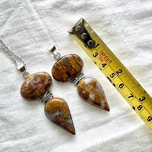 925 Yellow Moss Agate Necklace Pendant