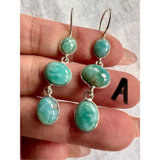 925 Choose from 4! Caribbean LARIMAR Dangle Earrings!
