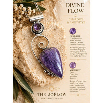 925 Divine Flow CHAROITE + Amethyst Pendant Necklace